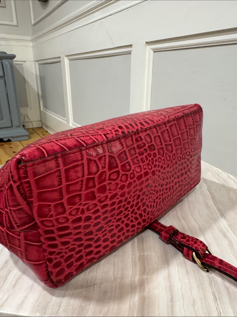 Patricia Nash Bag Novella Frame Bag in Magenta Croc Embossed Leather Crossbody - Picture 10 of 17